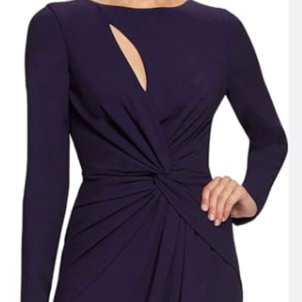 Dress the Population Navy Long Sleeve Twist Front Dress